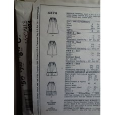 McCalls Sewing Pattern 4374 